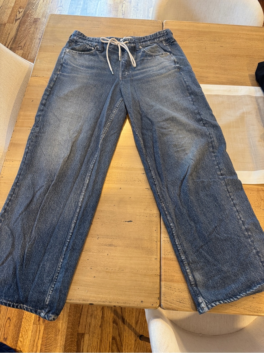 rag & bone Wide-Leg Miramar sweatpant Drawstring Jeans in Blue Wash